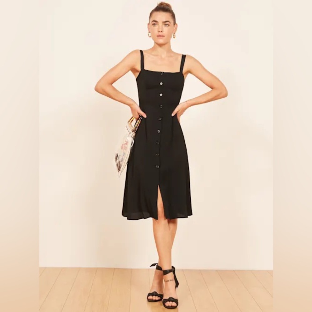 Reformation Persimmon Black Button-Down Dress Size 2
